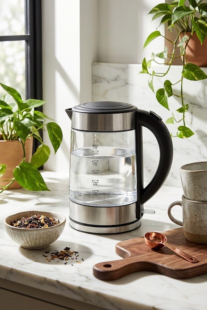George Home Fast Boil Iridescent Glass Kettle 1.7L
