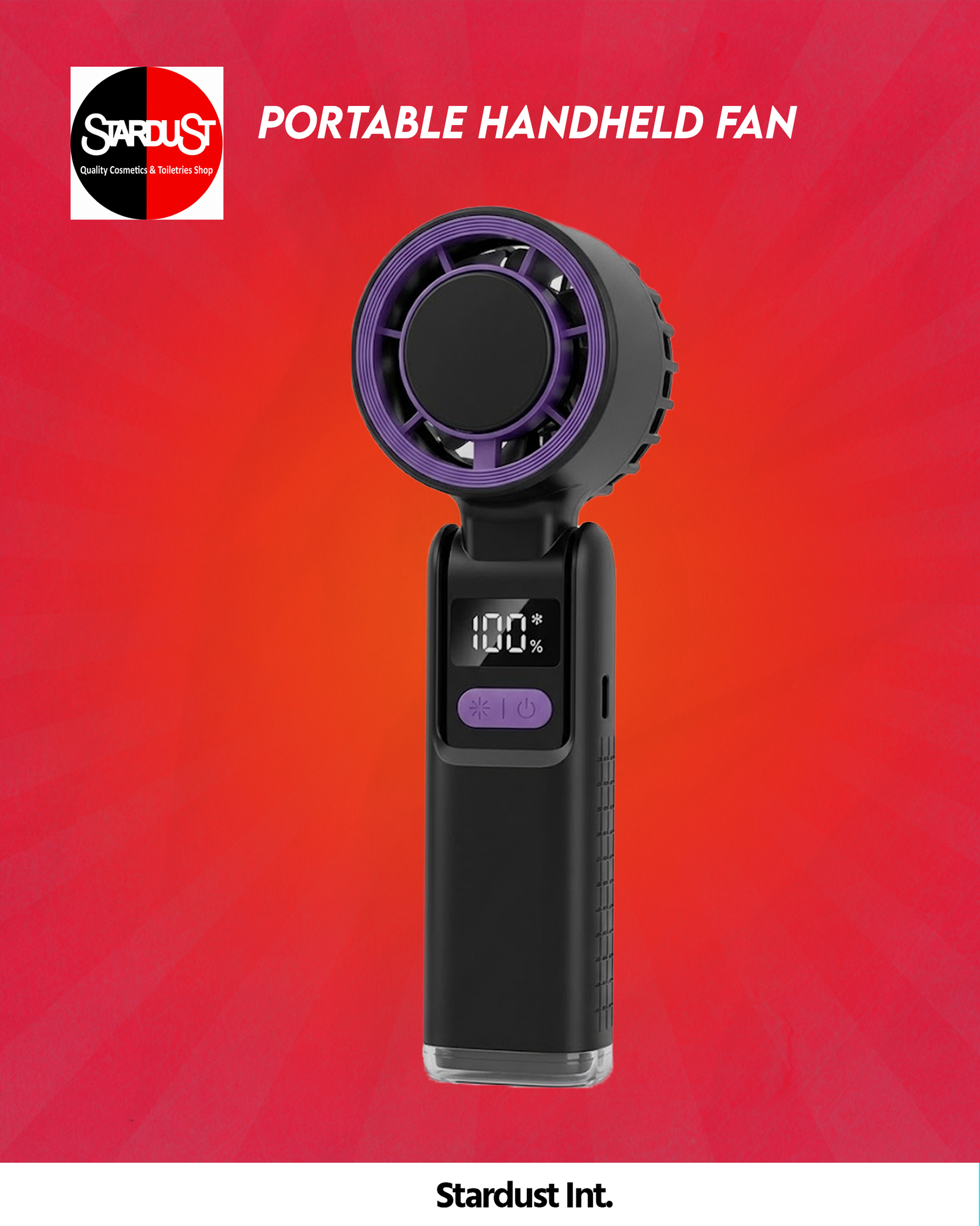 K801 Portable Handheld Rechargeable Mini Fan with Digital Display