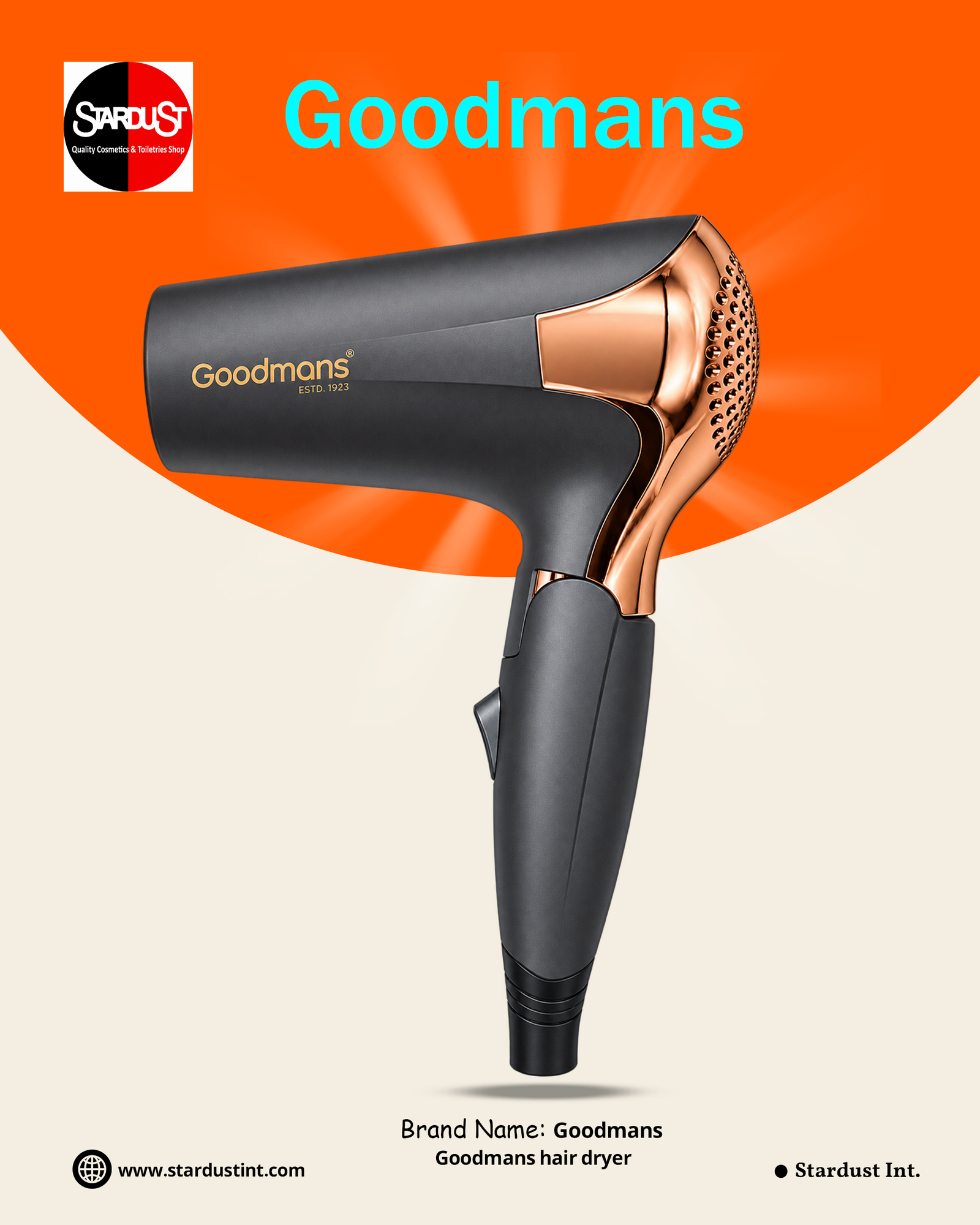 Goodmans Mini Hair Dryer 1200W - Grey